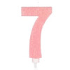 Vela 7 Rosa Claro Glitter Grande